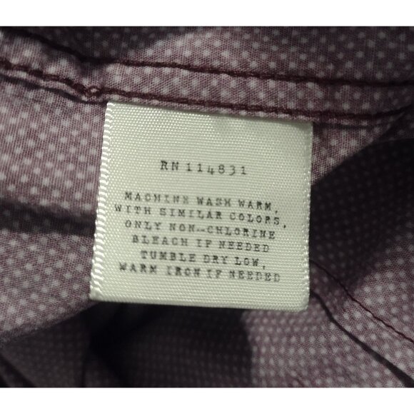 ConStruct Slim Fit Flip Cuff Shirt Men's Size 16 Polka Dot Plum Stretch Business - Picture 7 of 7